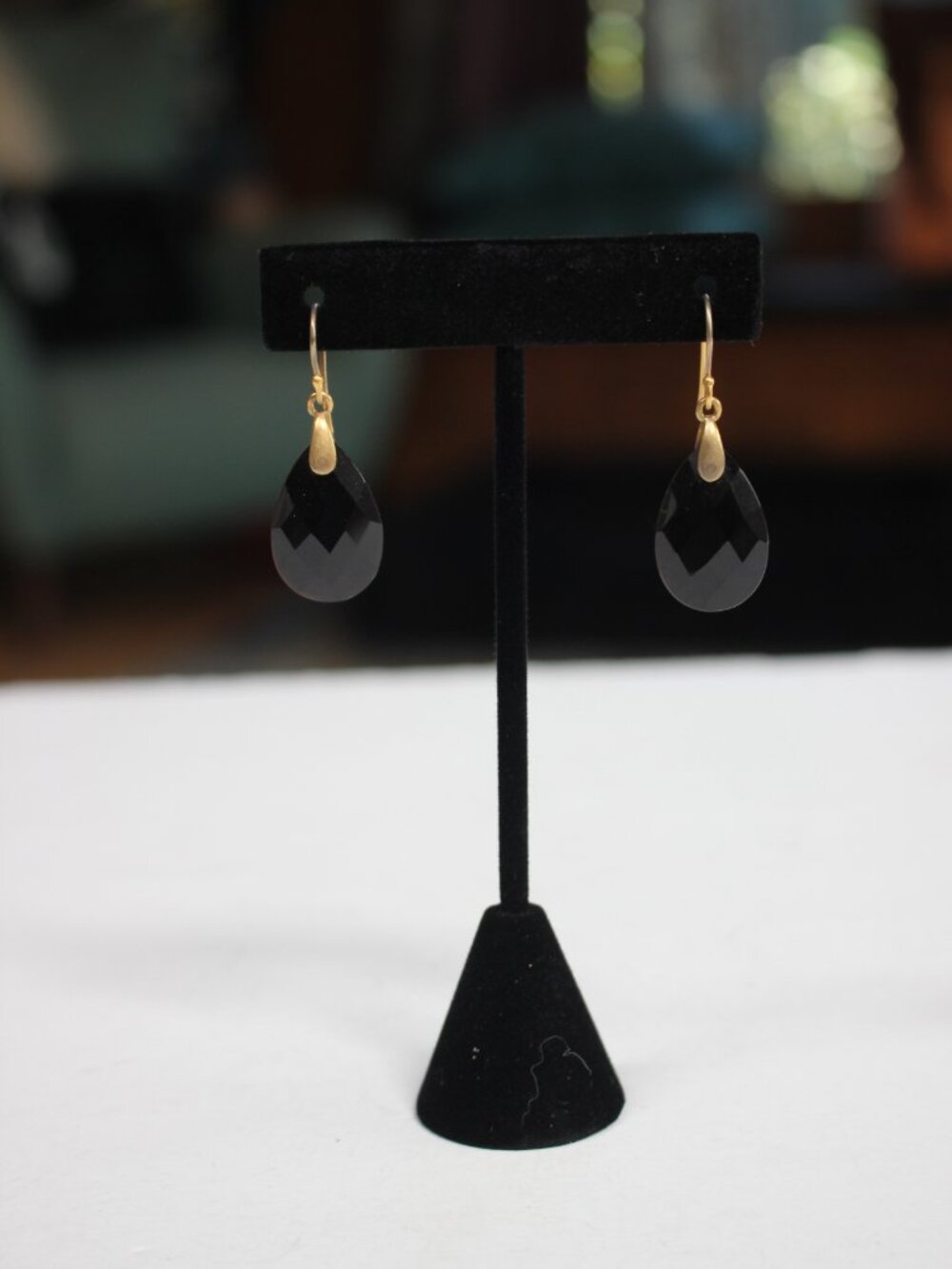 Garnet Faceted Drop Earrings 925 Gold Plated